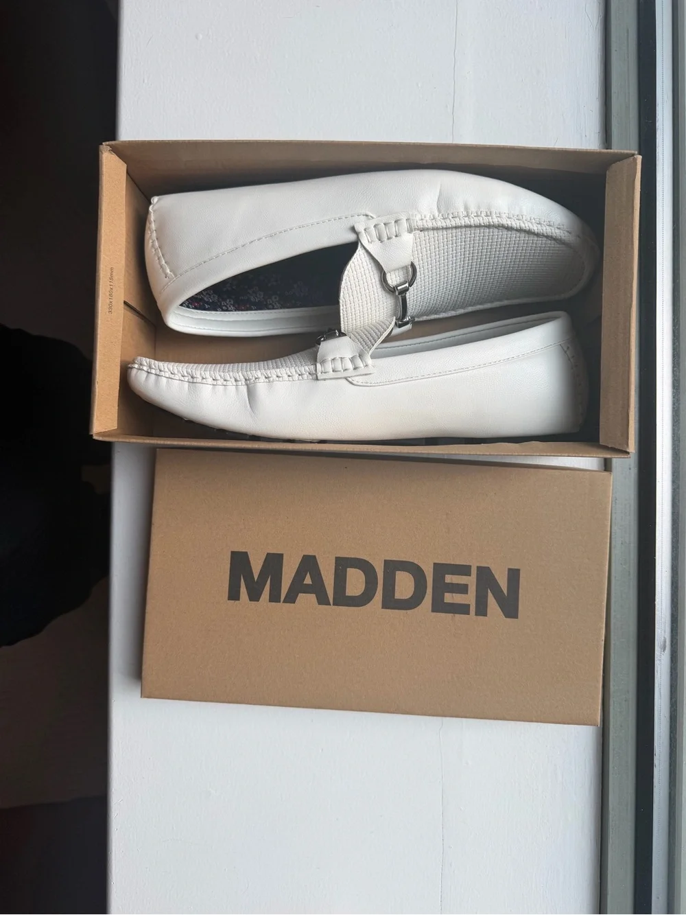 Steve Madden White Slip-On Driving Loafers